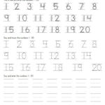 Trace Number 1 20 Worksheets Writing Numbers Practice