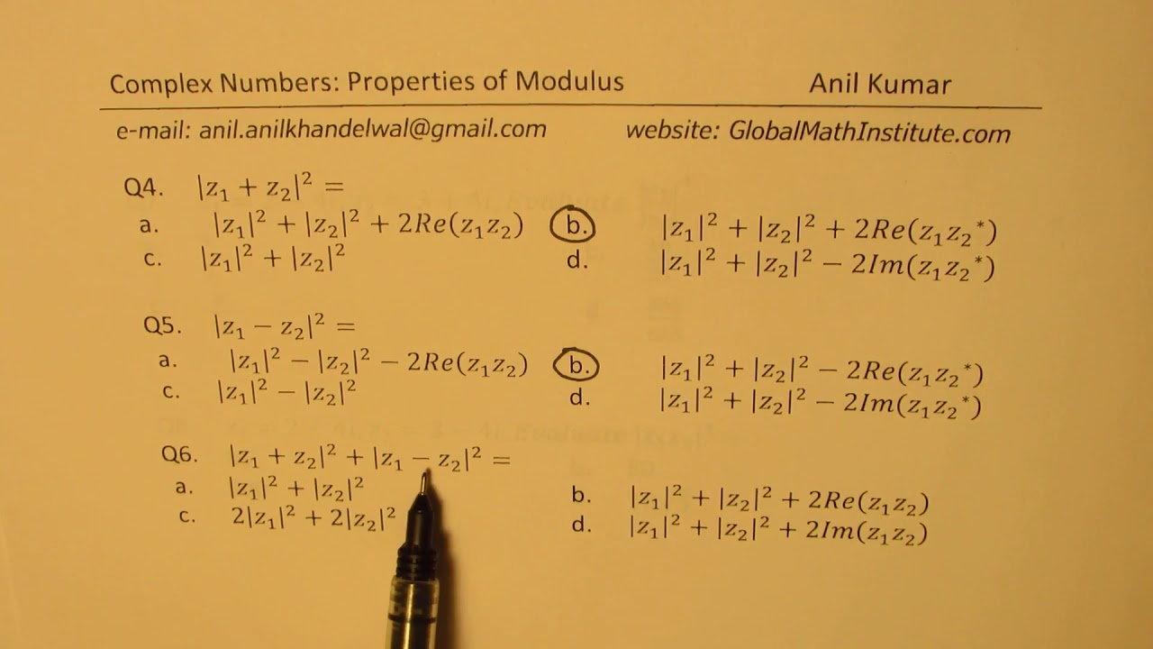 Worksheet Modulus Of Complex Numbers Practice Test YouTube