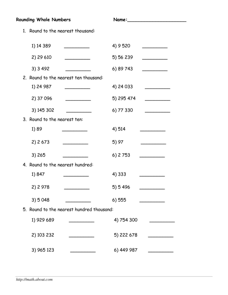 Worksheets Rounding Whole Numbers Mreichert Kids Worksheets