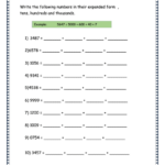 Writing Numbers In Expanded Form Worksheet